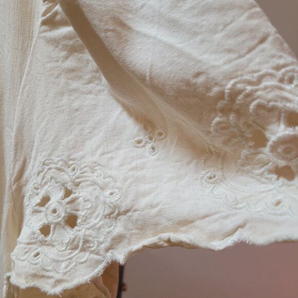 Lc Lauren Conrad Boho Ivory Lace Keyhole Tie Trim Top Wmns Sz L - Picture 5 of 11